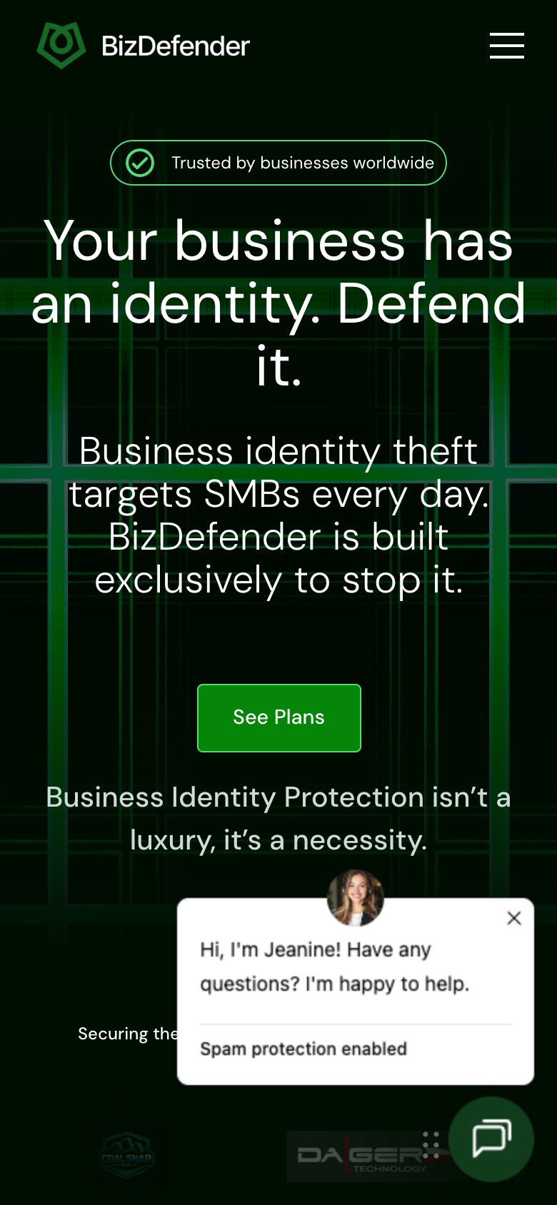 BizDefender on a phone — Fraud protection website built by Devdwell