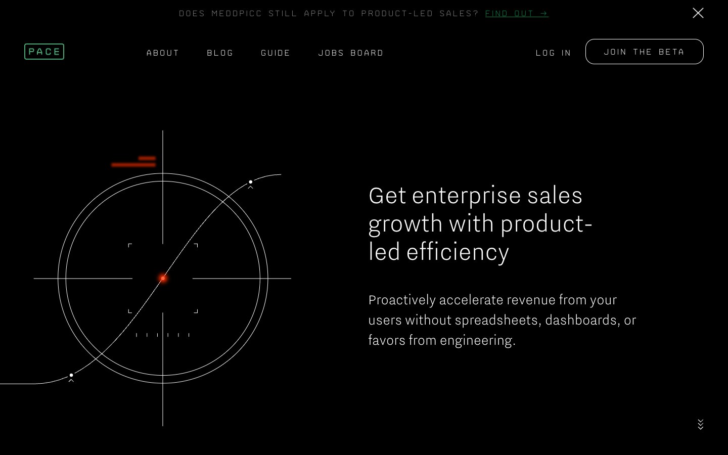 Screenshot of the Pace website